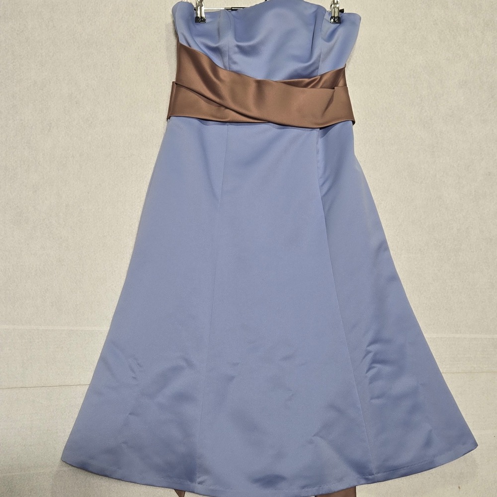 SB Boutique Bridesmaids Strapless A Line Dress Brown Sash Size 10